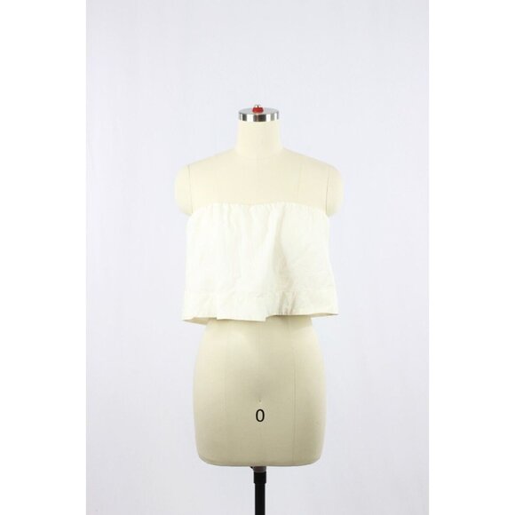 Aritzia Tops - Aritzia WILFRED Bonaventure Yellow Cotton Poplin Cropped Tube Top, Size M